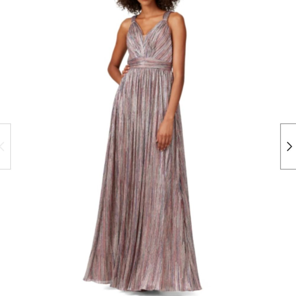 Catherine Deane Niya Metallic Pleated Maxi Gown Sz 14